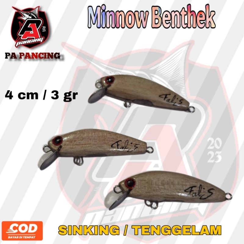 Umpan Minnow Natural Kayu 4 cm / umpan hampala / hampili