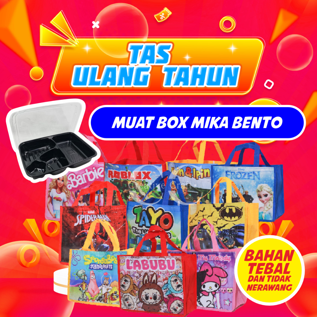 

TAS ULTAH ANAK / TAS ULTAH KARAKTER / TAS ULANG TAHUN ANAK / TAS ULTAH MURAH BOX NASI BENTO