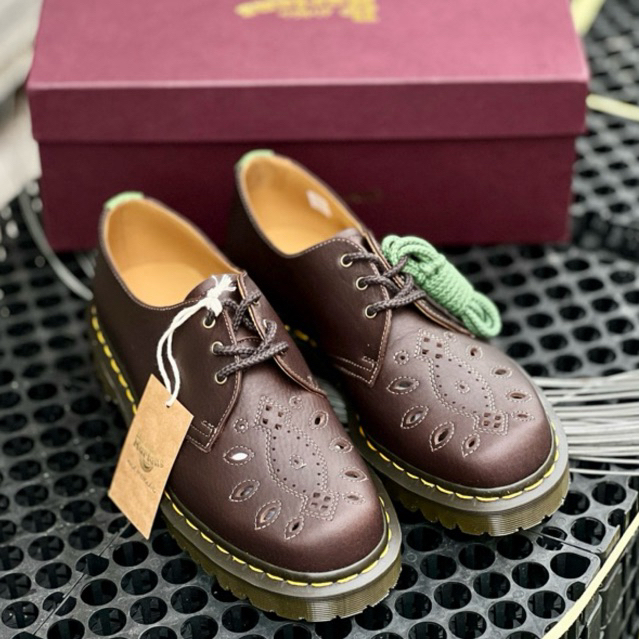 Sepatu Dr. Martens 1461 Chestnut Brown Pea Green Natural Tumbled Desert Oasis Made In England