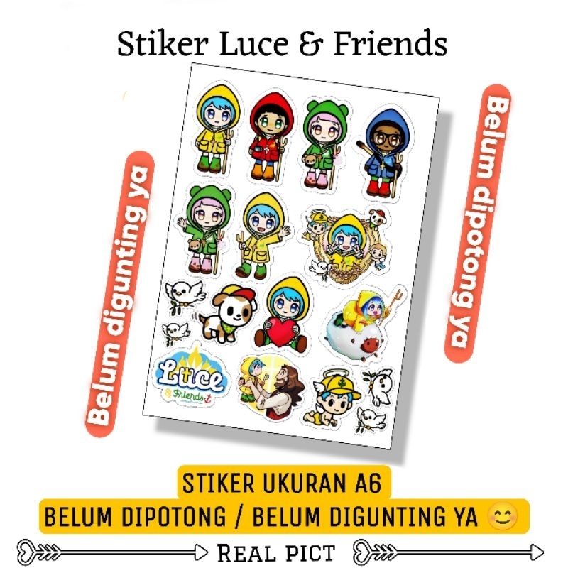 

STIKER LUCE AND FRIENDS / STIKER BELUM DIPOTONG BAHAN VINYL UKURAN A6 / STICKER LUCE & FRIENDS / STIKER KARAKTER LUCU
