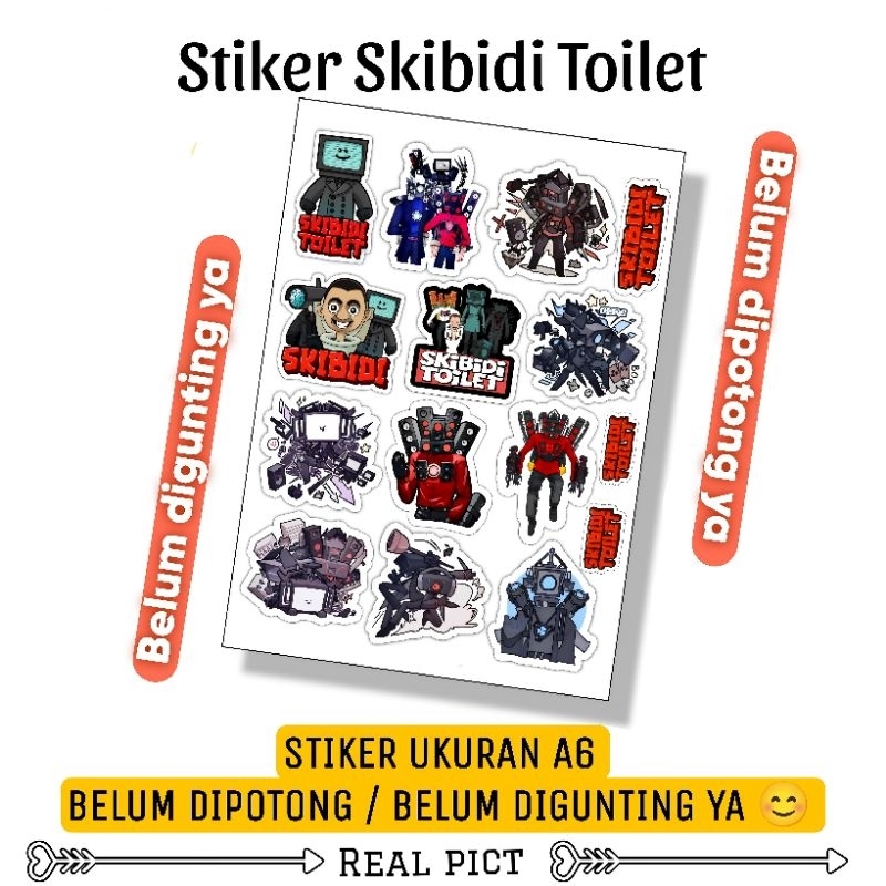 

STIKER SKIBIDI TOILET / STIKER BELUM DIPOTONG BAHAN VINYL UKURAN A6 / STICKER / STIKER KARAKTER LUCU