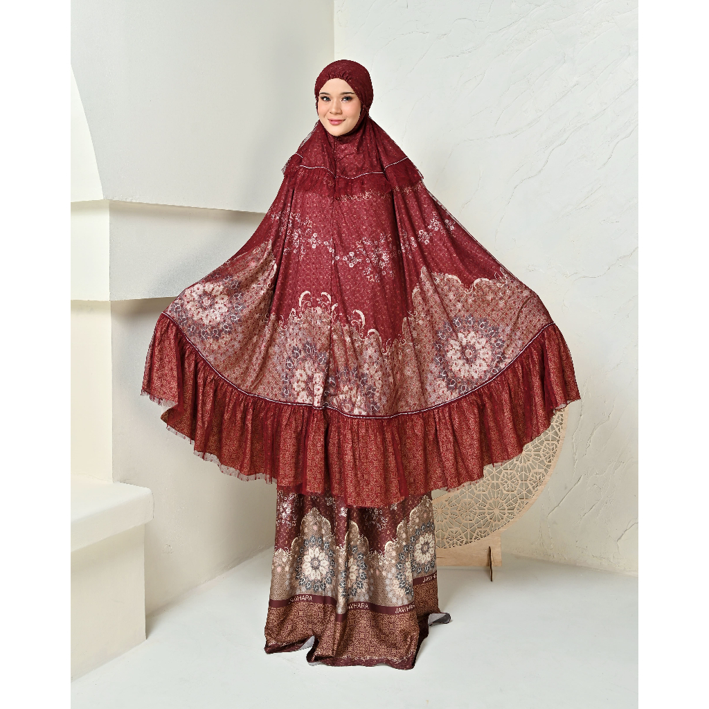 RAYA SERIES PRAYER SET MAROON JAWHARA SYARI