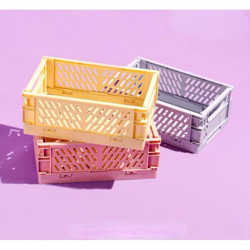 AK keranjang lipat mini Rak Kotak lipat Penyimpanan Serbaguna Plastik Lipat Multifungsi Basket