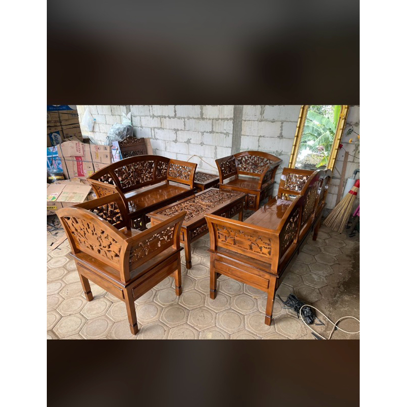 set kursi tamu jati kursi tamu ukiran kayu jati kursi tamu model Kartini ukir kayu jati 3211+meja Fr