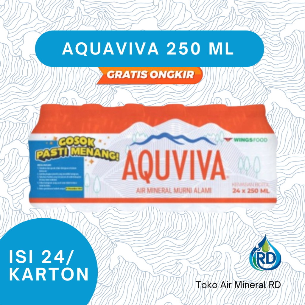 

RD - AQUVIVA Botol 250 ML 1 Dus - Isi 24 x 250 ML - Air Minum Mineral Botol