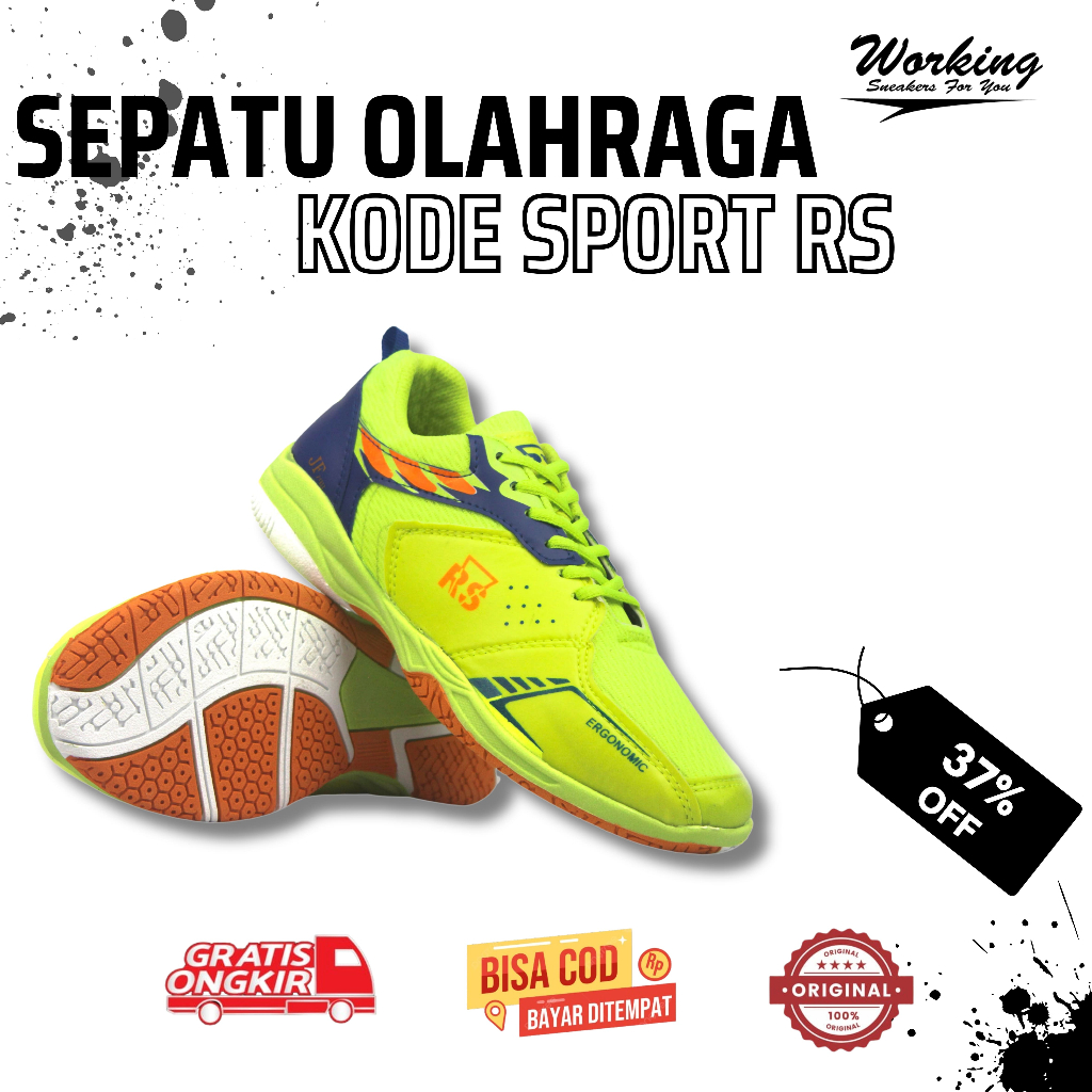 SEPATU OLAHRAGA PRIA WORKING ORIGINAL OLAHRAGA LARI BADMINTON VOLLY GYM KODE SPORT RS SIZE 38 - 43