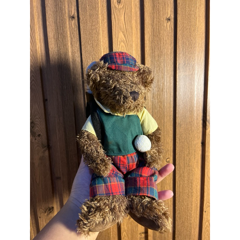 Boneka koleksi Vintage RUSS Berrie Bogey plush Golfer teddy bear original