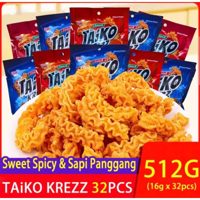 

TAIKO KREZZ GURIPANG 512G/16GR*32 PCS.CAMILAN/MAKANAN SEHAT RASA GURIH DAN ENAK SNAK LEBARAN