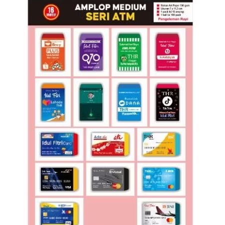 

50pcs amplop lebaran medium motif ATM dan aplikasi