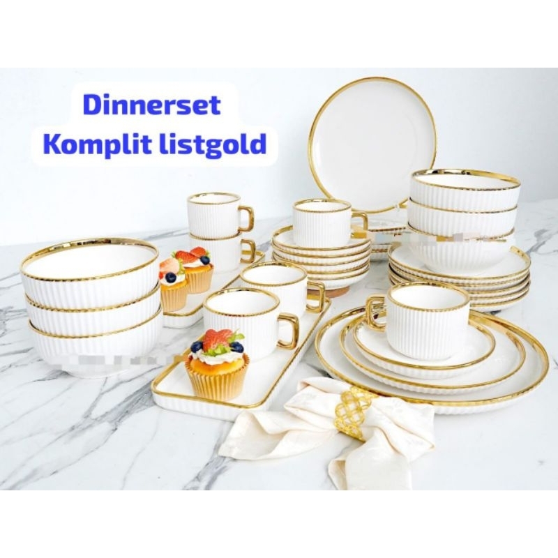 Dinner Set Komplit Setgold Premium Mewah