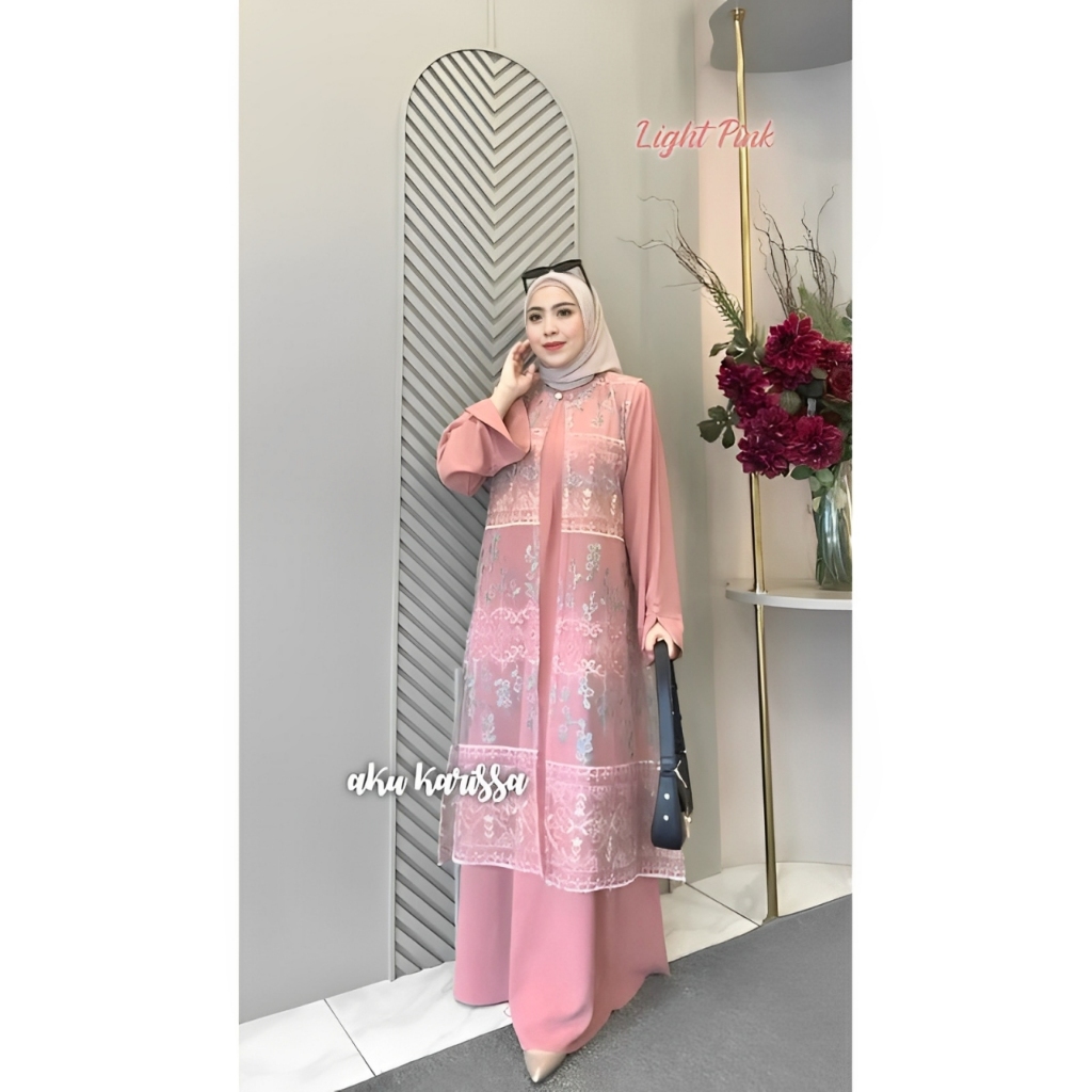 Oktavia Set Outer By aku Karissa Busana Lebaran 2025 Muslimah Hari Raya Model Terbaru Ready Stok Ter