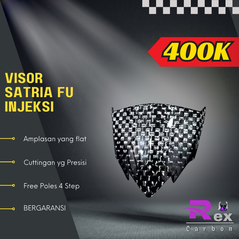 Visor satria FU injeksi Carbon kevlar/ karbon fiber/ motif forged