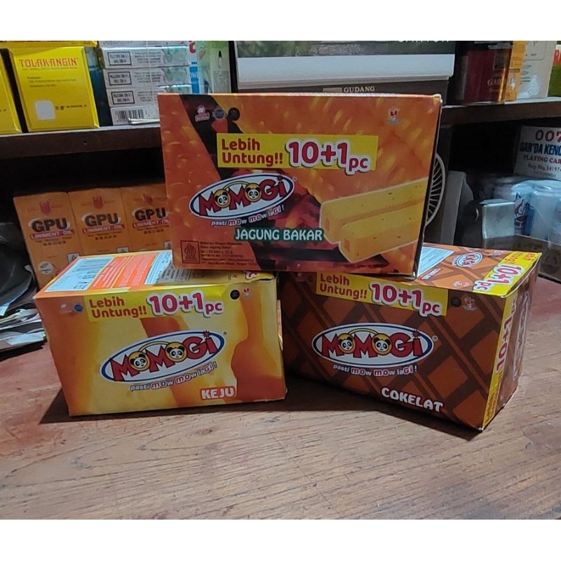 

Momogi Wafer 12g PAK isi 10 + 1 pcs - Cokelat Jagung Bakar Keju