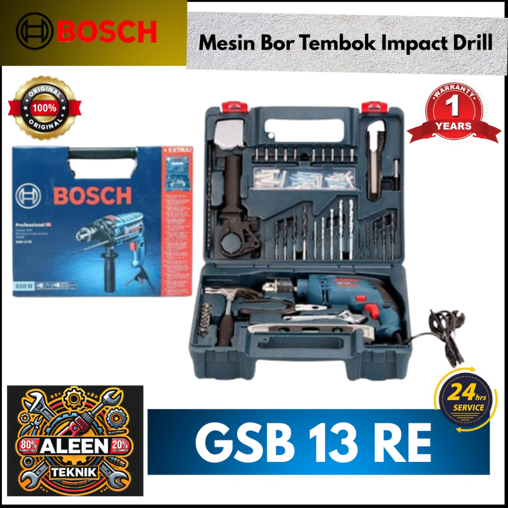 Mesin Bor Beton BOSCH GSB 13 RE Impact Drill Set GSB13RE