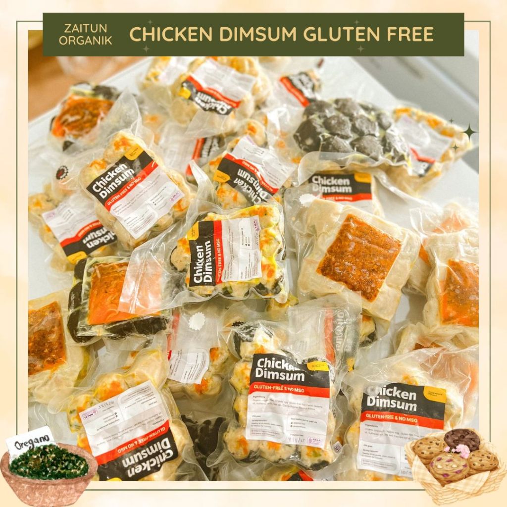 

Chicken dimsum gluten free | Dimsum ayam non gluten | Dimsum chili oil gluten free | chili oil | dimsum seaweed | De Natural taste