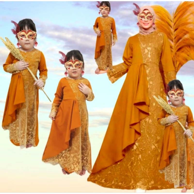 GAMIS BROKAT COUPLE IBU DAN ANAK BROKAT MIX MOSCREPE POLOS PREMIUM