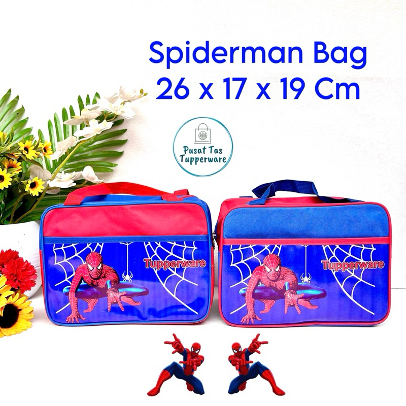 Tas Bekal Spiderman Tupperware (Zipper Bunga Es) / Tas Spiderman Tupperware