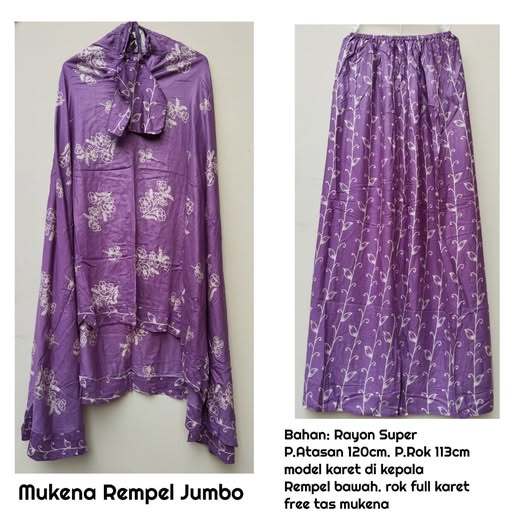 Mukena Dewasa Rempel Jumbo Motif ungu