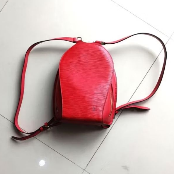 Tas Ransel Wanita Otentik Genuine Ori Louis Vuitton Red Epi Leather Mabillon Backpack