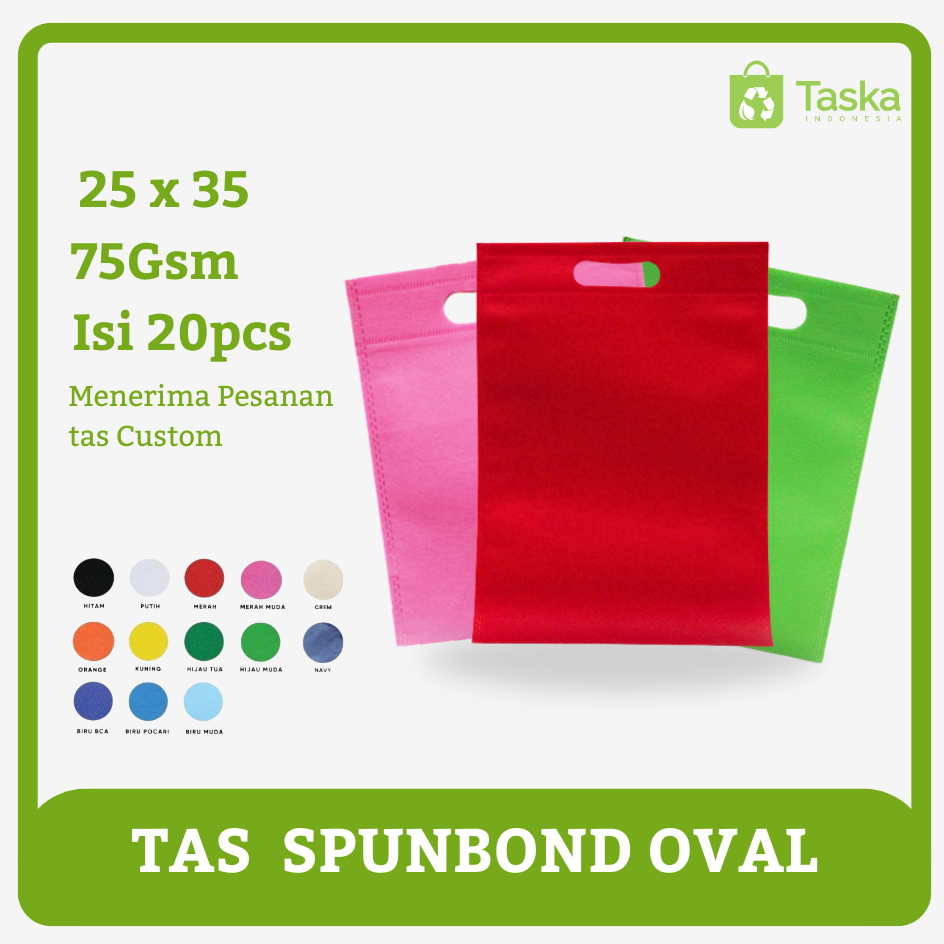 

Taska - Tas Spunbond Oval 25x35 Kantong Isi 20 pcs Goodie Bag Kecil Tas Snack Lebaran