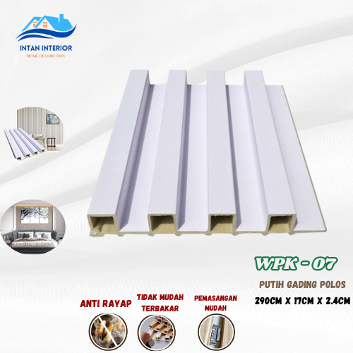 Wall Panel Dekorasi Dinding 290/WPK/WPC Putih Gading Polos Dekorasi Dinding