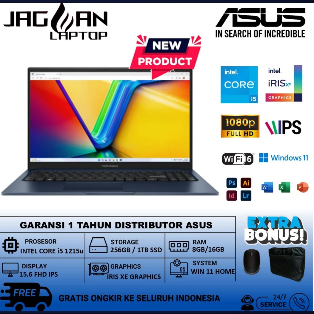 Laptop Slim Asus Vivobook 15 F1502ZA Core i5 1235U16GB 1TB SSD 15.6" Inch FHD Win Ori
