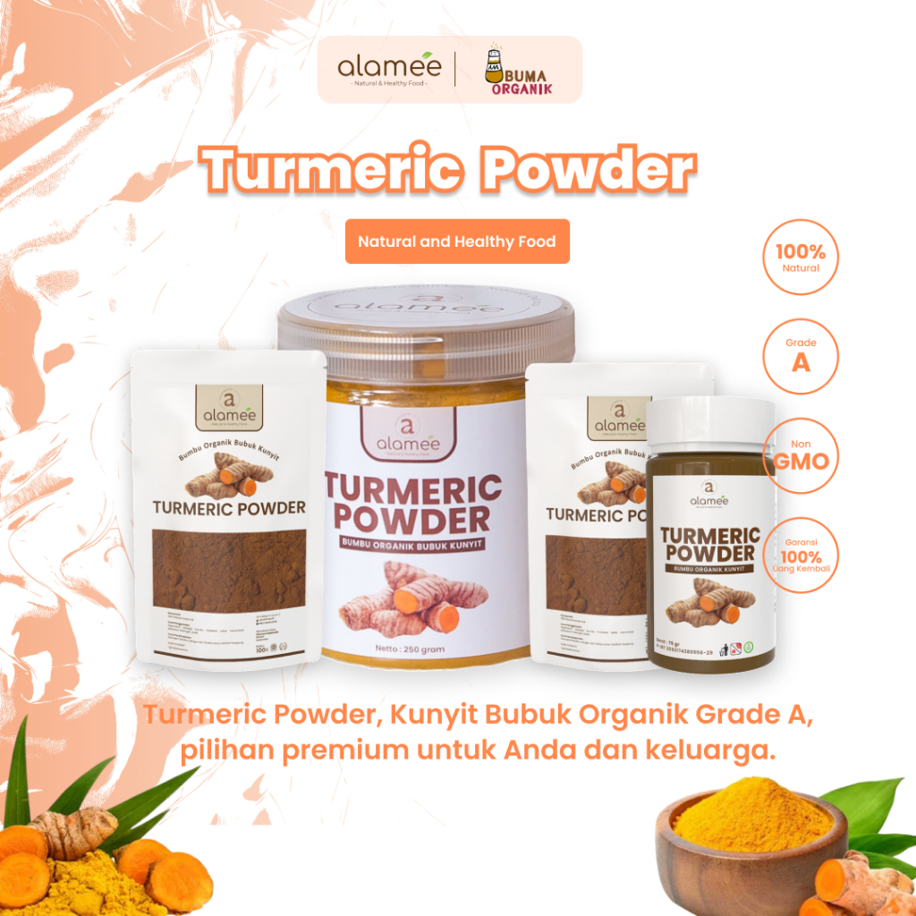 

Kunyit Bubuk Turmeric Powder Ground Bumbu Dapur Organik Rempah Rimpang Murni Asli Tanpa Campuran Bumbu Organik toples praktis