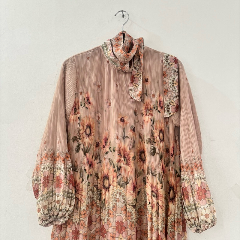 [SALE READY STOCK] Gamis sunflower dress plus rampel bawah baju atasan cantik style muslimah ruffle 