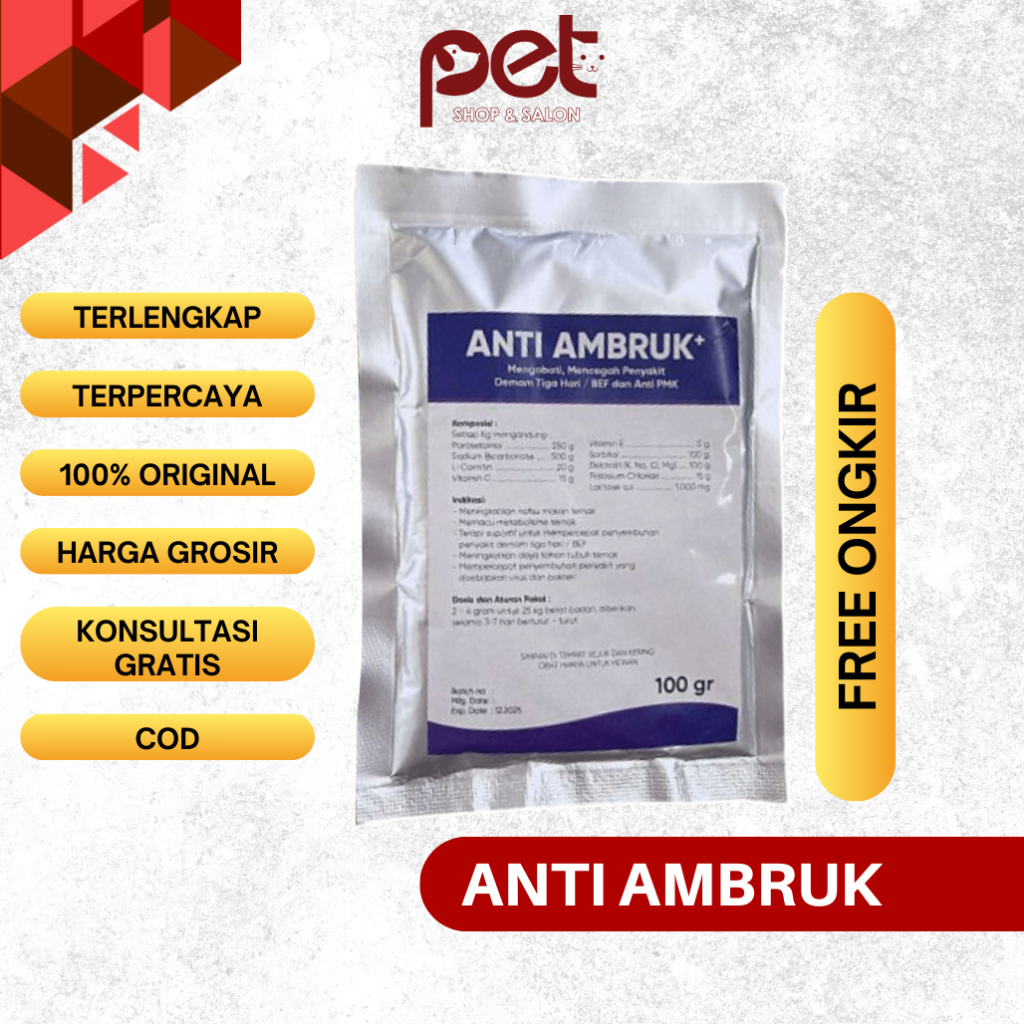 Anti Ambruk 100 gr - Obat Sapi Ambruk - Obat ternak ambruk- Obat Sapi PMK - Obat PMK - obat sapi