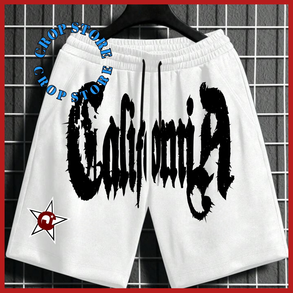 Celana pendek Distro pria BIGSIZE (S-5XL) Shorpant JUMBO tebal kekinian motif California