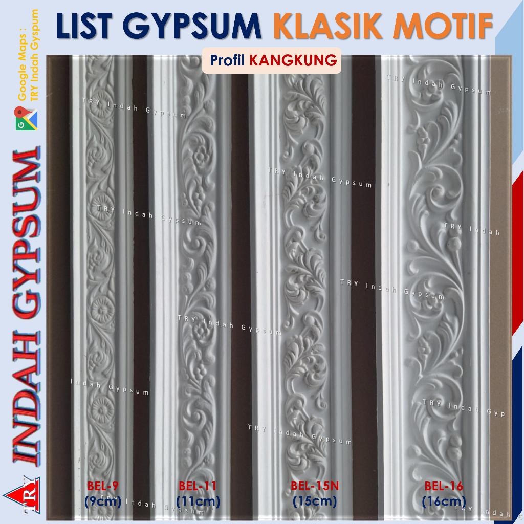 ListGypsum KLASIK motif KANGKUNG 11cm - 16cm - Original TRYINDAH