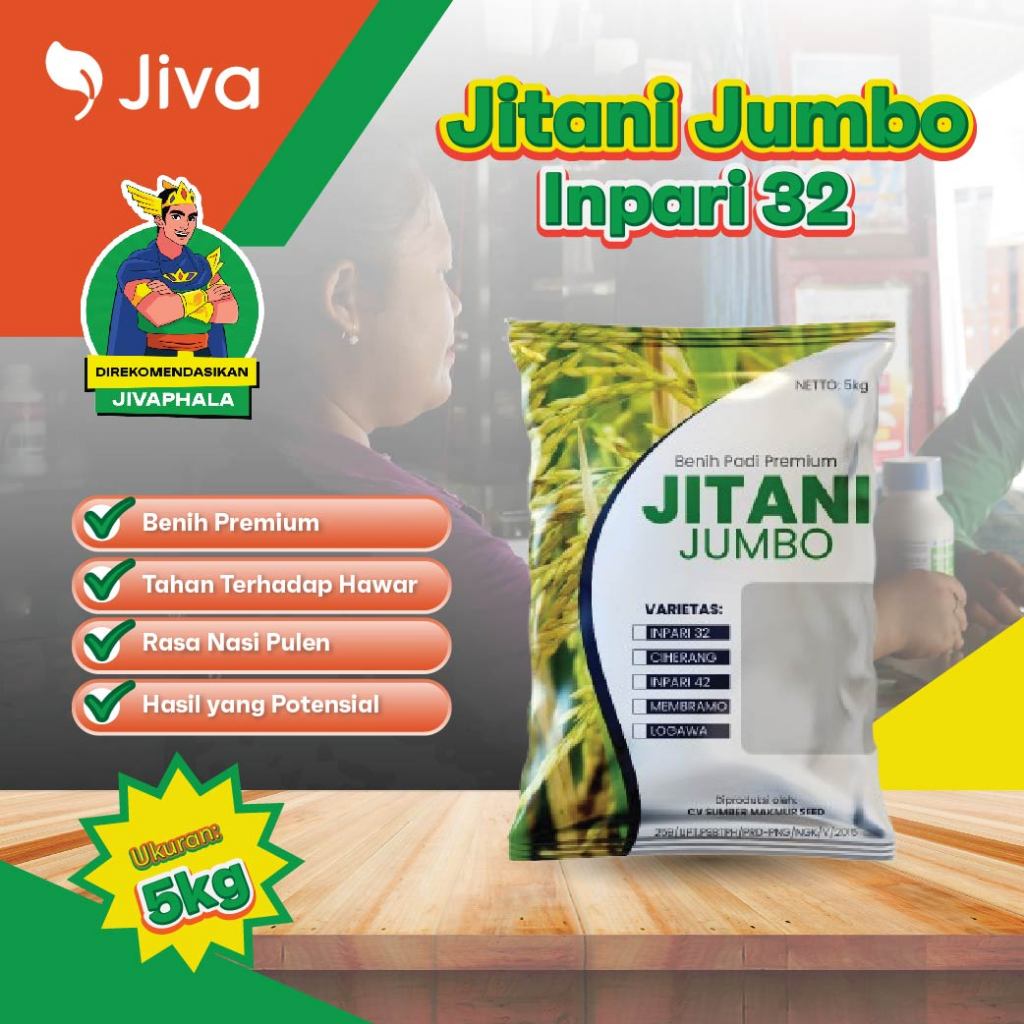 Benih Unggul Super Padi Premium Jipari Jitani Jumbo Inpari 32 Bibit 5KG
