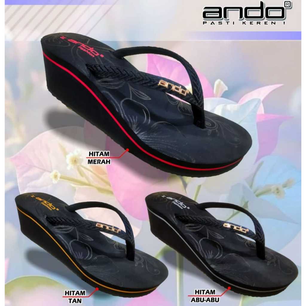 ANDO Nice Flower / Delia Terbaru Sandal Wedges Wanita Sendal Cewek Jepit Wedges Perempuan Ando Origi
