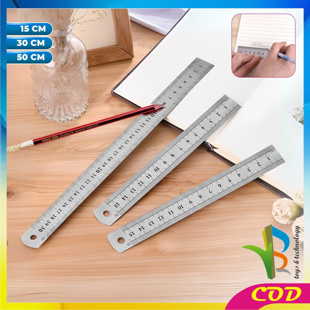 

RB-A107 Penggaris Besi 30CM Stainless Steel Ruler 50CM / Penggaris 15CM Serbaguna Perlengkapan Sekolah / Mistar Besi Alat Ukur Multifungsi