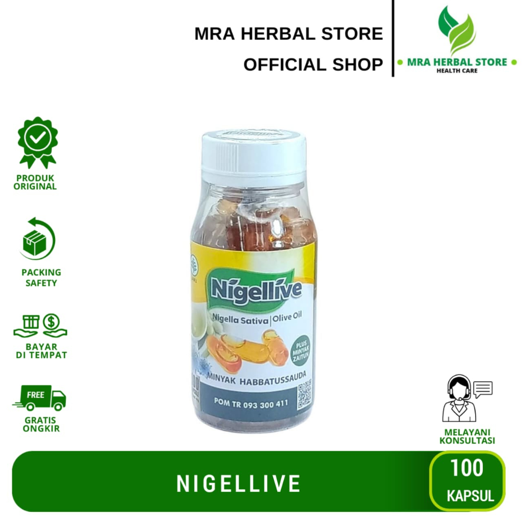 Nigellive 100 Kapsul | Minyak Habbatussauda Plus Zaitun Oil | Habbats Nigellive