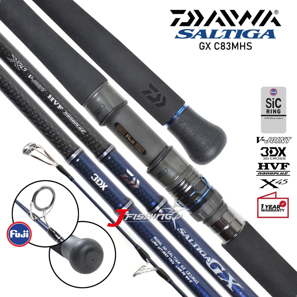 Joran DAIWA SALTIGA GX C 83MHS | PE 4-6 | Popping | Spinning | Butt Joint | Resmi