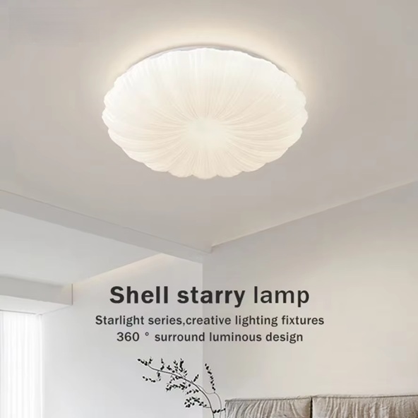 40W 38CM Lampu LED Plafon Shell Dimmable Downlight Dekorasi Rumah Kantor Kamar 3 Light with Remote