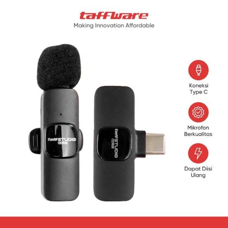 Mic Jepit Wireless Clip On HP Smartphone Microphone Live USB Type C Rechargeable