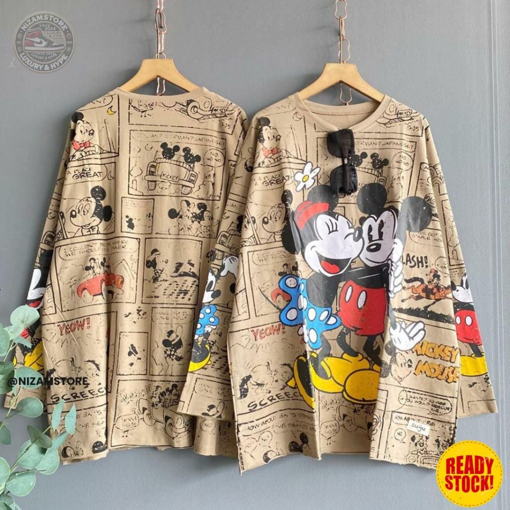 Nizamstore Kaos Cotton Tee Lengan Panjang wanita Motif Kartun – Oversize, Nyaman Dipakai