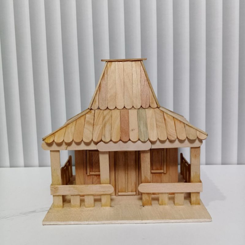 Miniatur prakarya Rumah Adat Joglo Dari Stik Eskrim