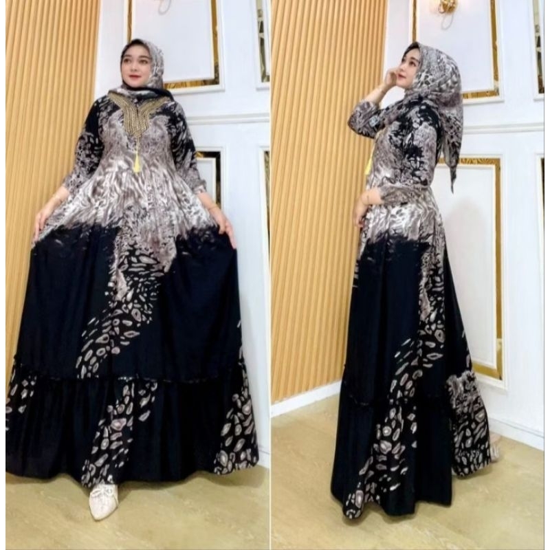 GAMIS KATUN, GAMIS MOTIF BUNGA, GAMIS HINDI