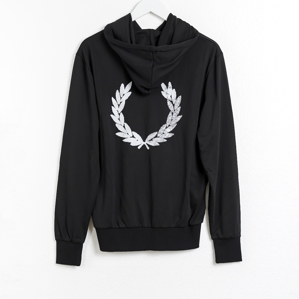 Hoodie FRED PERRY ADVANTAGE SILVER BLACK HOODIE 100% ORIGINAL