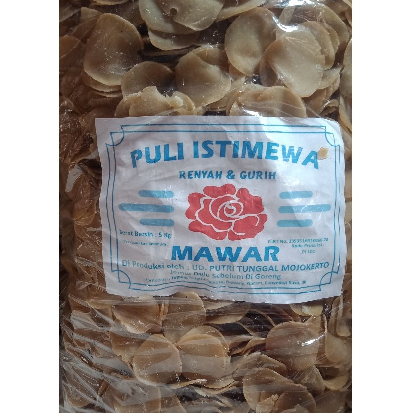 

[5 KG] Kerupuk PULI BAWANG HALUS / PULI TEPUNG Mentah Cap Mawar