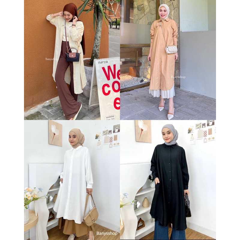 Tunik Polos Panjang | Tunik Simpel Polos | Han Long Tunik by Banysshop