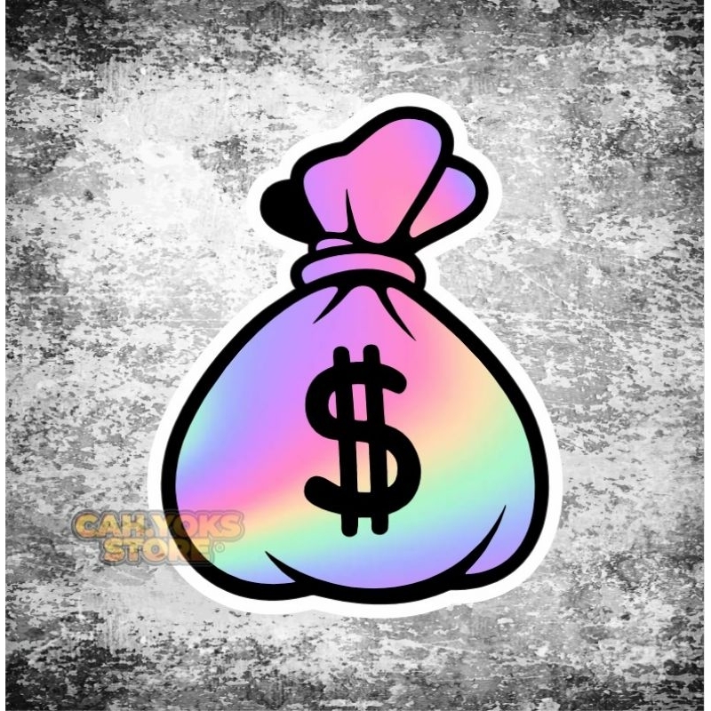 Stiker Anime Hologram Moneybag ukuran -+4*5cm bahan Maxdecal (paling tebal) sudh laminasi glossy ant
