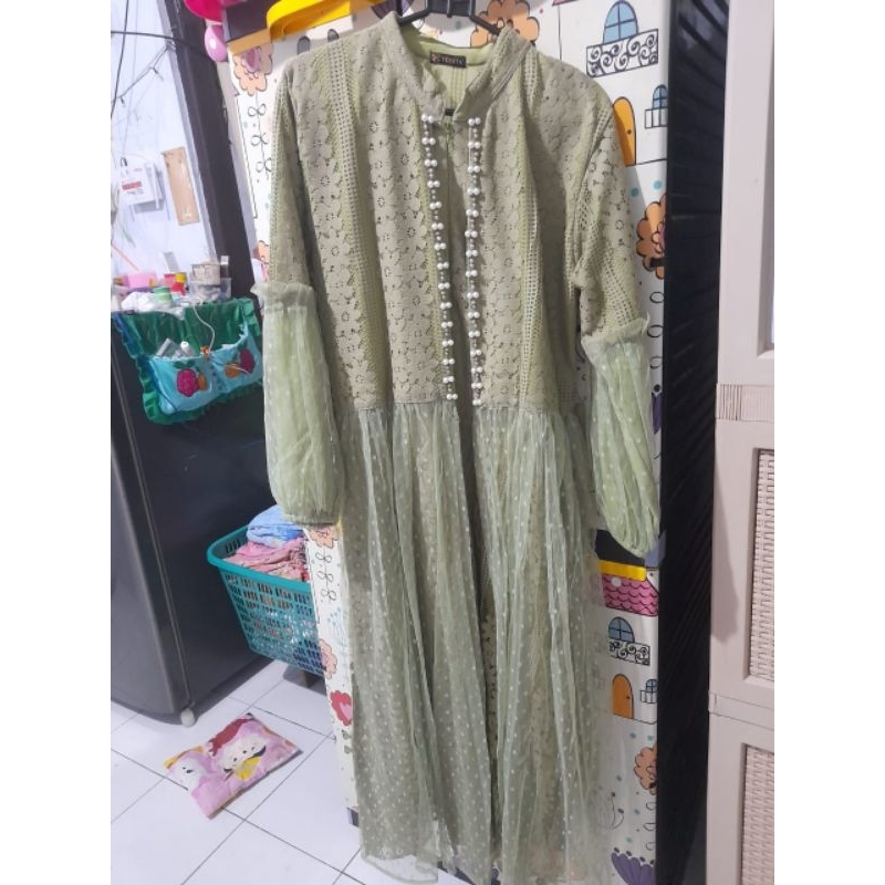 gamis dress sage green yesaya