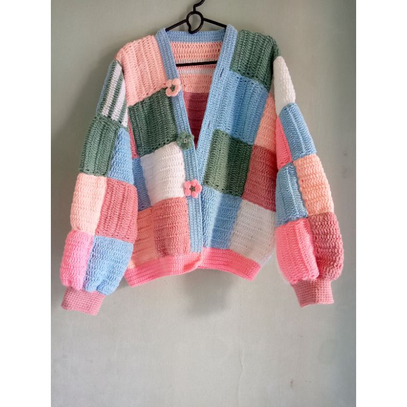 rainbow cardigan rajut//cardigan crochet handmade