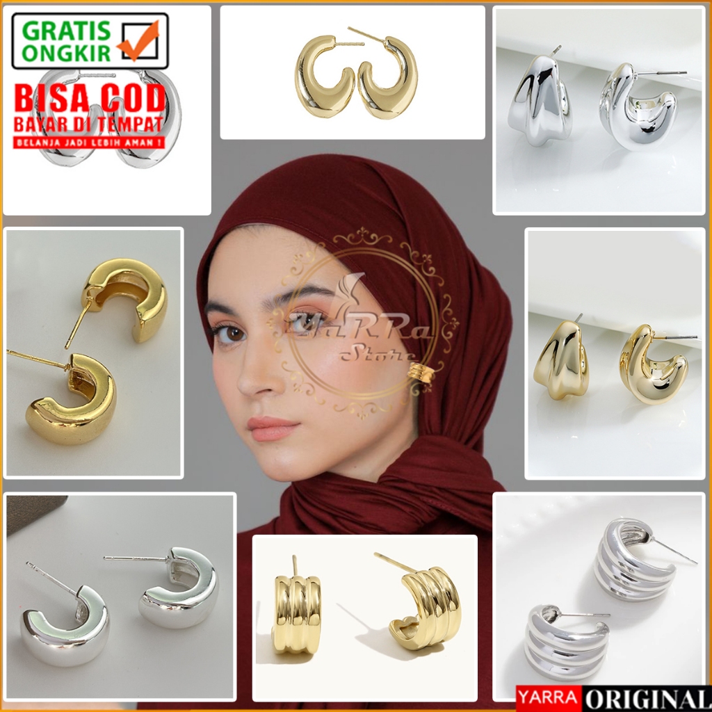 Anting Hijab Wanita Bulat Perhiasan Giwang Model Stud Jewellery Aksesoris Perhiasan Gaya Vintage