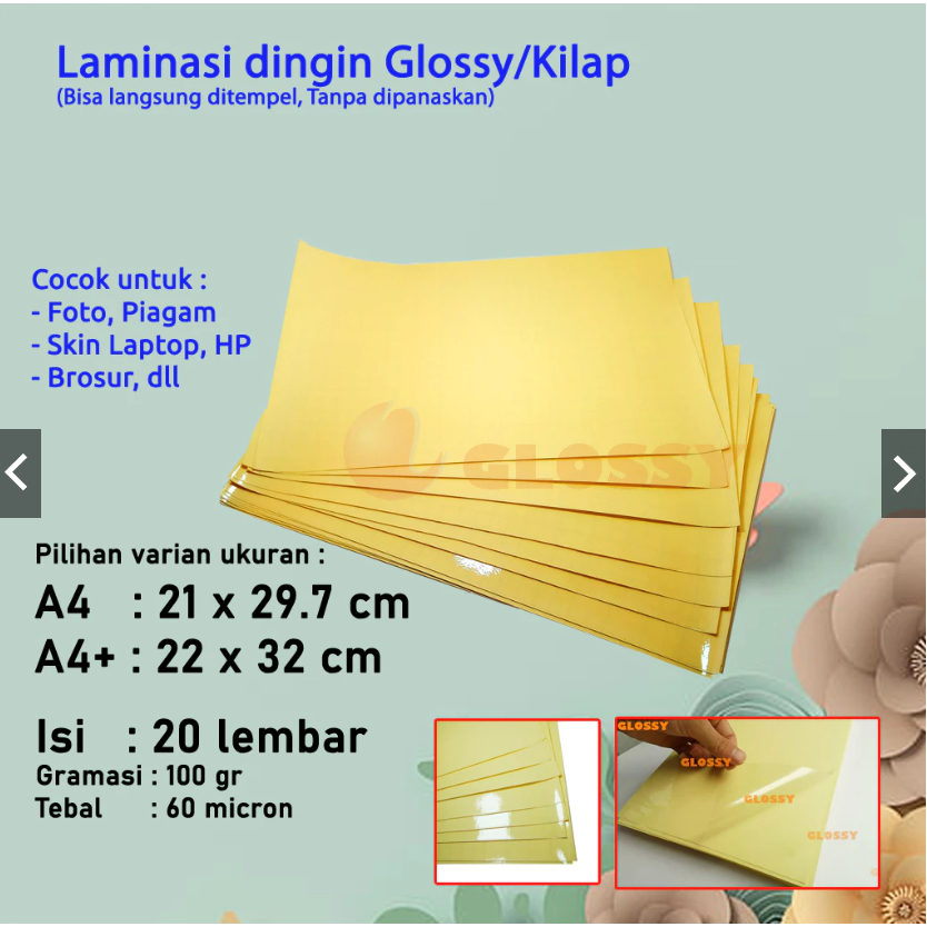 

Laminasi Dingin Glosy - A4+