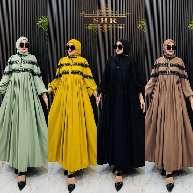SIAP KIRIM LANGSUNG“SHR NEW”NEW READY MIDI DRESS JUMBO WOLFIS HARUM MANIS RENDA BY SHR ORI SIAP KIRI
